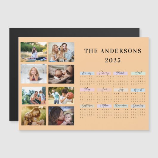 2025 Moderne Familie 4 Fotocollage Custom Magnetische Uitnodiging (Voorkant / Achterkant)
