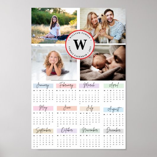 2025 Moderne Familie 4 Fotocollage Custom Poster (Voorkant)