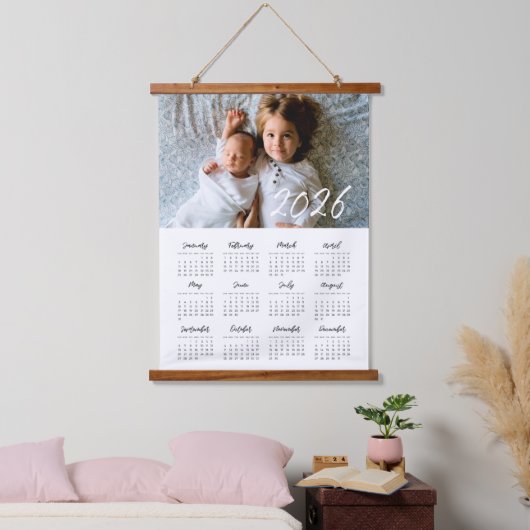 2025 Moderne familie fotokalender Hangend Wandkleed (Slaapkamer)