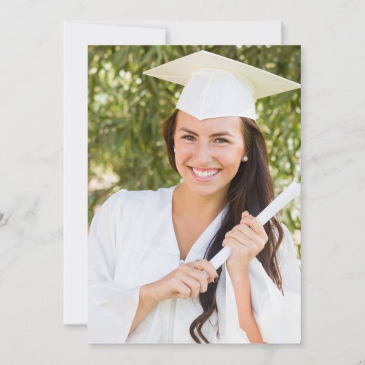 2025 Moderne Foto Witte Zwarte Afstudeerfeest Kaart (Achterkant)