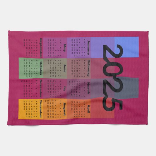 2025 Moderne Geometrische kalender Theedoek (Horizontaal)