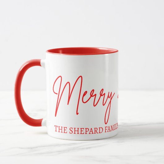 2025 Moderne Kerst Merry and Bright Rood Roze Mok (Links)