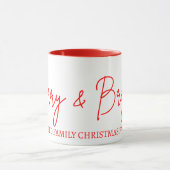 2025 Moderne Kerst Merry and Bright Rood Roze Mok (Midden)