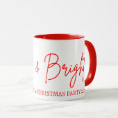 2025 Moderne Kerst Merry and Bright Rood Roze Mok (Voorkant rechts)