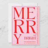 2025 Moderne Merry Helder Rood Roze Kerstfoto Kaart (Voorkant)