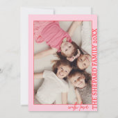 2025 Moderne Merry Helder Rood Roze Kerstfoto Kaart (Achterkant)