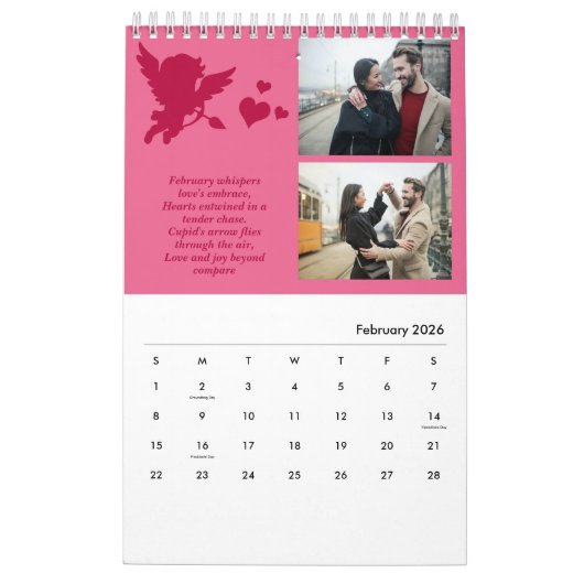 2025 Moderne Minimalistische Aangepaste Familie Fo Kalender (Feb 2026)