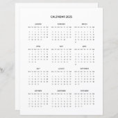 2025 Moderne minimalistische printbare kalender in (Voorkant / Achterkant)