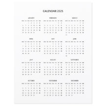 2025 Moderne minimalistische printbare kalender in