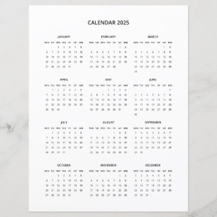2025 Moderne minimalistische printbare kalender in