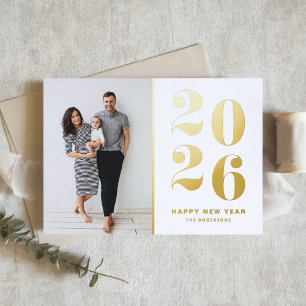 2025 Moderne Vetgedrukte Typografie Nieuwjaarsfoto Folie Feestdagenkaart