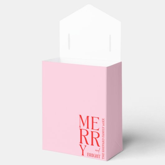 2025 Moderne vrolijke en felrode roze kerst Bedankdoosjes (Geopend)