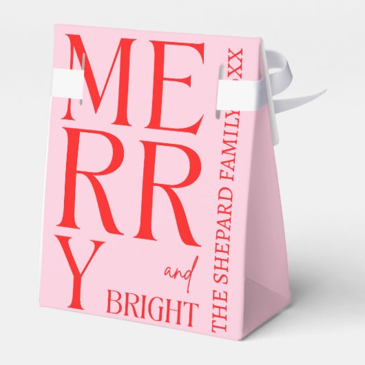 2025 Moderne vrolijke en felrode roze kerst Bedankdoosjes (Achterkant)