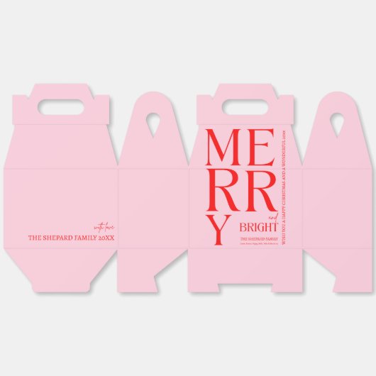 2025 Moderne vrolijke en felrode roze kerst Bedankdoosjes (Ongevouwen)