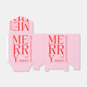 2025 Moderne vrolijke en felrode roze kerst Bedankdoosjes (Uitgevouwen)