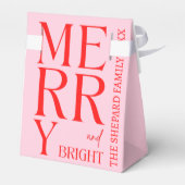 2025 Moderne vrolijke en felrode roze kerst Bedankdoosjes (Achterkant)