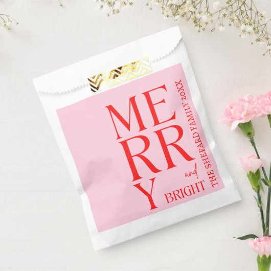 2025 Moderne vrolijke en felrode roze kerst Bedankzakje (Gezegeld)