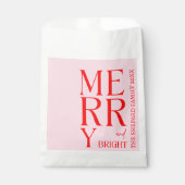 2025 Moderne vrolijke en felrode roze kerst Bedankzakje (Voorkant)