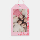 2025 Moderne vrolijke en felrode roze kerst Cadeaulabel (Achterkant)