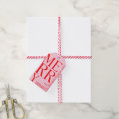 2025 Moderne vrolijke en felrode roze kerst Cadeaulabel (Met Touw)