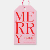 2025 Moderne vrolijke en felrode roze kerst Cadeaulabel (Voorkant)