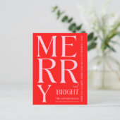 2025 Moderne vrolijke en felrode roze kerst Feestdagenkaart (Staand voorkant)