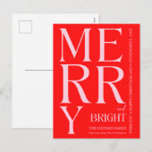 2025 Moderne vrolijke en felrode roze kerst Feestdagenkaart (Voorkant / Achterkant)