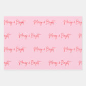 2025 Moderne vrolijke en felrode roze kerst Inpakpapier Vel (Voorkant 2)