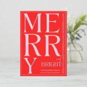2025 Moderne vrolijke en felrode roze kerst Kaart (Staand voorkant)