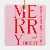 2025 Moderne vrolijke en felrode roze kerst Keramisch Ornament (Achterkant)