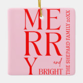 2025 Moderne vrolijke en felrode roze kerst Keramisch Ornament (Voorkant)