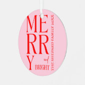 2025 Moderne vrolijke en felrode roze kerst Metalen Ornament (Voorkant links)