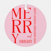 2025 Moderne vrolijke en felrode roze kerst Metalen Ornament (Voorkant)