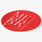 2025 Moderne vrolijke en felrode roze kerst Papieren Bordje (Gekanteld)