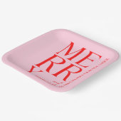 2025 Moderne vrolijke en felrode roze kerst Papieren Bordje (Gebogen)