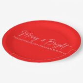 2025 Moderne vrolijke en felrode roze kerst Papieren Bordje (Gekanteld)