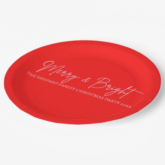 2025 Moderne vrolijke en felrode roze kerst Papieren Bordje (Gekanteld)