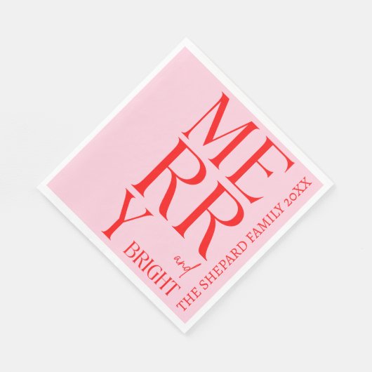 2025 Moderne vrolijke en felrode roze kerst Servet (Hoek)