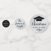 2025 Moderne Zilveren Custom Foto Afstudeerfeest Confetti (Achterkanten)