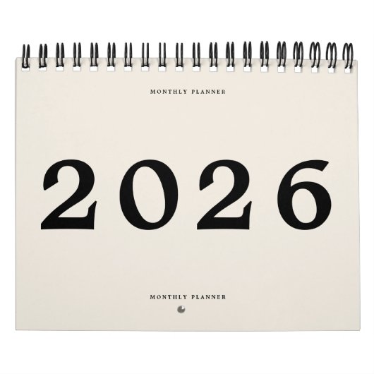2025 Moderne Zwarte Beige Amerikaanse Maandplanner Kalender (Hoes)