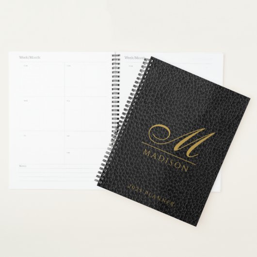 2025 Monogrammed Elegant Goud Zwart Moderne Planne Planner (Display)