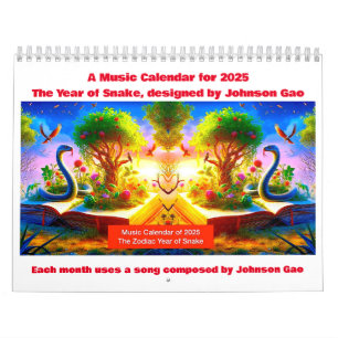 2025 Muziekkalender voor het Zodiac Jaar van de Sl Kalender