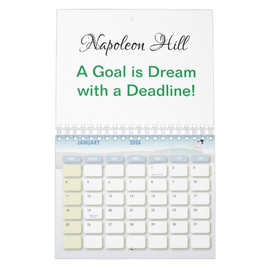 2025 Napoleon Hill, een doel is een droom deadline Kalender (Jan 2026)