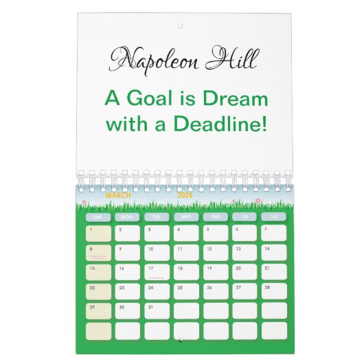 2025 Napoleon Hill, een doel is een droom deadline Kalender (Mar 2026)