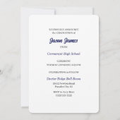 2025 Navy Blauw en Wit Foto Afstuderen Kaart (Achterkant)