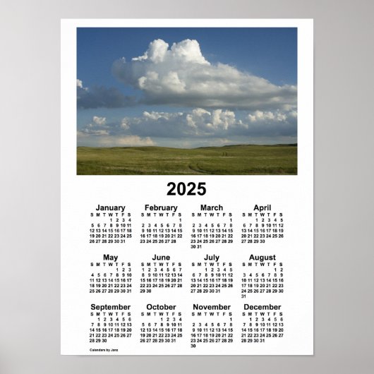 2025 Nebraska Sandhills Kalender van Janz Poster (Voorkant)