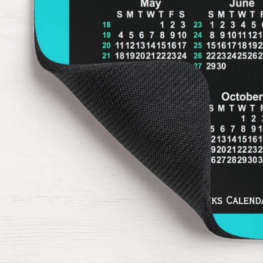 2025 Neon 52 weken ISO-kalender door Janz Two Tone Muismat (Hoek)
