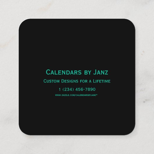 2025 Neon 52 weken ISO-kalender door Janz Vierkante Visitekaartje (Achterkant)