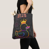 2025 Neon Duck Vuurwerkviering Tote Bag (Dichtbij)