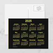 2025 Neon Geel Mini Kalender van Janz Briefkaart (Voorkant / Achterkant)